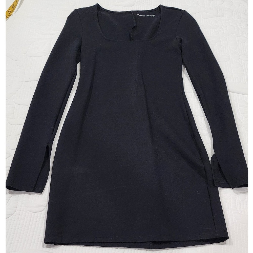 Abercrombie & Fitch Black Square Neck Long Sleeve Mini Dress Split Cuff XST
